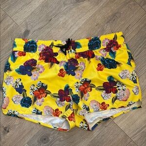 ASOS Yellow Tropical Print Shorts Size 2X